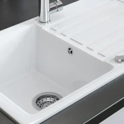 Spülbecken Valencia Weiß 76.5 x 46 cm mit Trockenplatz Bergström