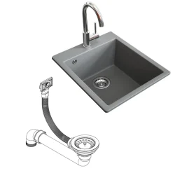 Spülbecken Venice Grau 42.5 x 50 cm Bergström