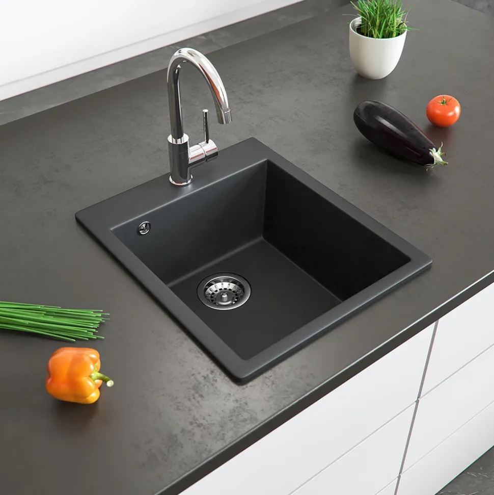 Spülbecken Venice Schwarz 42.5 x 50 cm Bergström