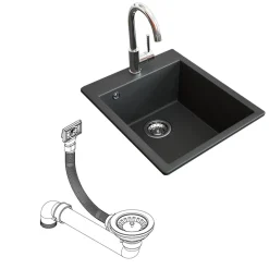 Spülbecken Venice Schwarz 42.5 x 50 cm Bergström