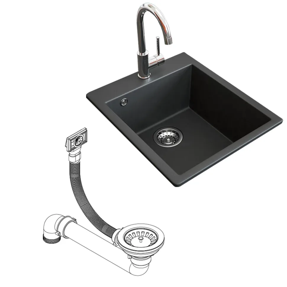 Spülbecken Venice Schwarz 42.5 x 50 cm Bergström