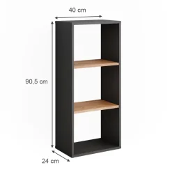 Standregal Orlando Anthrazit/Goldkraft Eiche 40 x 90.5 cm Vicco