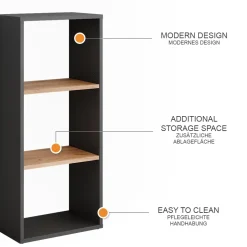 Standregal Orlando Anthrazit/Goldkraft Eiche 40 x 90.5 cm Vicco