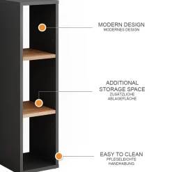 Standregal Orlando Anthrazit/Goldkraft Eiche 21.6 x 80.1 cm Vicco