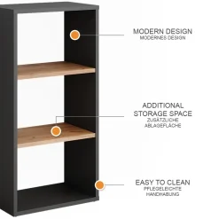 Standregal Orlando Anthrazit/Goldkraft Eiche 40 x 80.1 cm Vicco