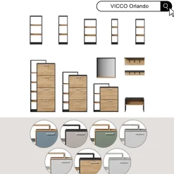 Standregal Orlando Anthrazit/Goldkraft Eiche 30 x 80.1 cm Vicco