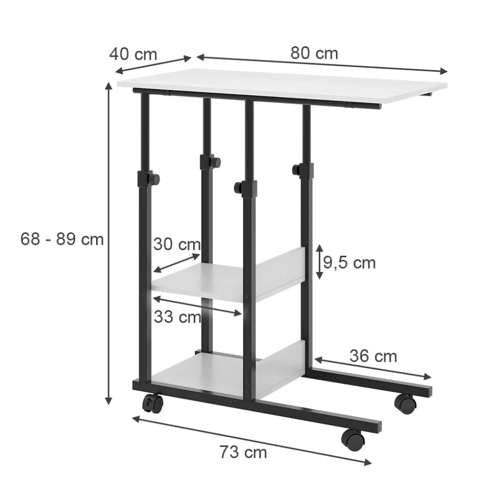 Stubentisch Liam Weiß 89 x 40 cm mit Rollen Vicco