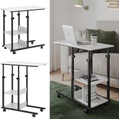 Stubentisch Liam Weiß 89 x 40 cm mit Rollen Vicco