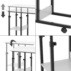 Stubentisch Liam Weiß 89 x 40 cm mit Rollen Vicco