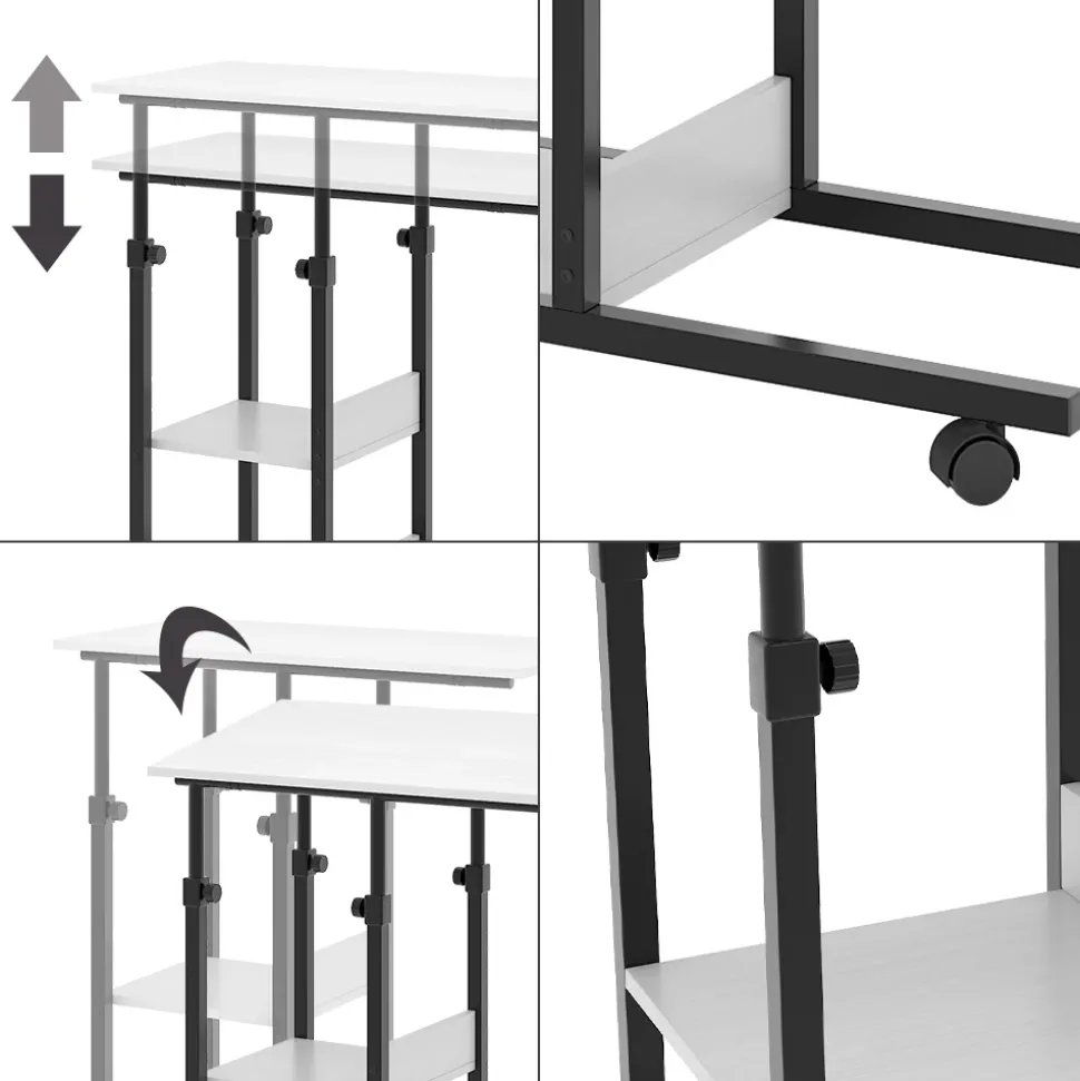 Stubentisch Liam Weiß 89 x 40 cm mit Rollen Vicco