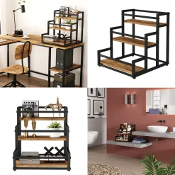 Stufenregal Fyrk Eiche rustikal 33 x 34 cm mit 3 Ebenen Vicco