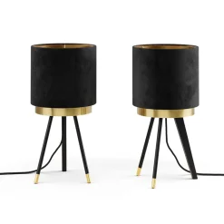 Tischlampe Goldamo Schwarz 23 x 46 cm 2er-Set Vicco