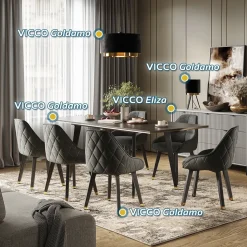 Tischlampe Goldamo Schwarz 23 x 46 cm 2er-Set Vicco