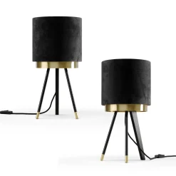 Tischlampe Goldamo Schwarz 23 x 46 cm 2er-Set Vicco