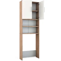 Toilettenschrank Sonoma/Weiß 64 x 190 cm mit 2 Türen Vicco