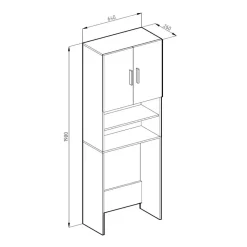 Toilettenschrank Sonoma/Weiß 64 x 190 cm mit 2 Türen Vicco