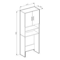 Toilettenschrank Weiß 64 x 190 cm mit 2 Türen Vicco