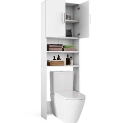 Toilettenschrank Weiß 64 x 190 cm mit 2 Türen Vicco