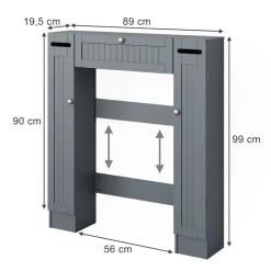 Toilettenschrank Bianco Grau 89 x 99 cm mit 2 Toilettenpapierspendern Vicco