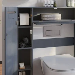 Toilettenschrank Bianco Grau 89 x 99 cm mit 2 Toilettenpapierspendern Vicco