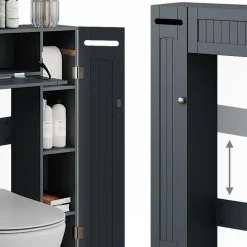 Toilettenschrank Bianco Grau 89 x 99 cm mit 2 Toilettenpapierspendern Vicco