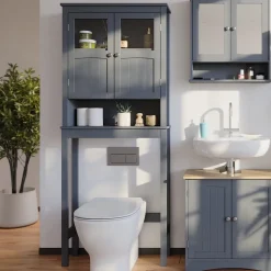 Toilettenschrank Bianco Grau 69 x 171 cm Vicco