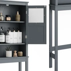 Toilettenschrank Bianco Grau 69 x 171 cm Vicco