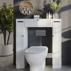 Toilettenschrank Bianco Weiß 89 x 99 cm mit 2 Toilettenpapierspendern Vicco