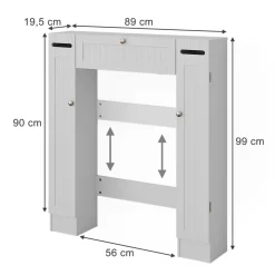 Toilettenschrank Bianco Weiß 89 x 99 cm mit 2 Toilettenpapierspendern Vicco