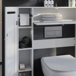 Toilettenschrank Bianco Weiß 89 x 99 cm mit 2 Toilettenpapierspendern Vicco