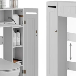 Toilettenschrank Bianco Weiß 89 x 99 cm mit 2 Toilettenpapierspendern Vicco