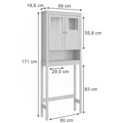 Toilettenschrank Bianco Weiß 69 x 171 cm Vicco