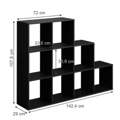 Treppenregal Schwarz 142.4 x 107.8 cm Vicco