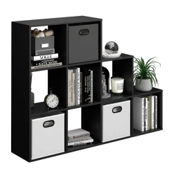 Treppenregal Schwarz 142.4 x 107.8 cm Vicco