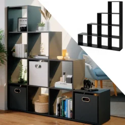 Treppenregal Schwarz 142.5 x 140 cm Vicco