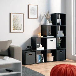 Treppenregal Schwarz 142.5 x 140 cm Vicco