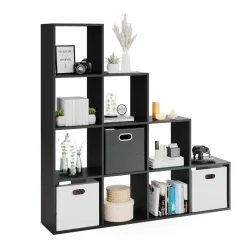 Treppenregal Schwarz 142.5 x 140 cm Vicco