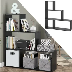 Treppenregal Schwarz 116.8 x 123.2 cm Vicco