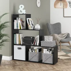 Treppenregal Schwarz 116.8 x 123.2 cm Vicco