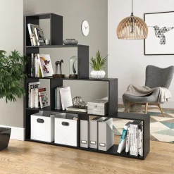 Treppenregal Schwarz 163 x 155 cm Vicco