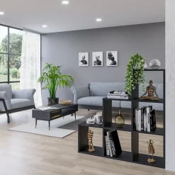 Treppenregal Schwarz 107.2 x 107.8 cm Vicco