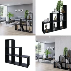 Treppenregal Schwarz 107.2 x 107.8 cm Vicco