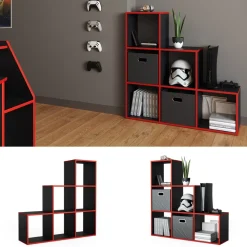 Treppenregal Schwarz/Rot 107.2 x 107.8 cm Vicco