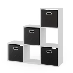 Treppenregal Weiß 107.2 x 107.8 cm mit Faltboxen opt.3 Vicco