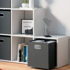 Treppenregal Weiß 107.2 x 107.8 cm mit Faltboxen opt.3 Vicco