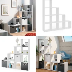 Treppenregal Weiß 142.5 x 140 cm Vicco