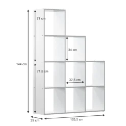 Treppenregal Aramis Weiß 103.5 x 144 cm 9 Fächer Vicco