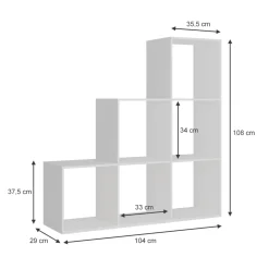 Treppenregal Theresa Weiß 104 x 108 cm 6 Fächer Vicco