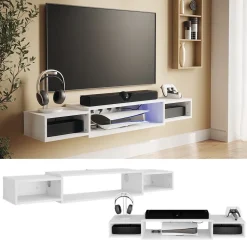 TV-Schrank Nordic Weiß 139.7 x 20.3 cm mit offenen Regalen Vicco