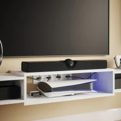 TV-Schrank Nordic Weiß 139.7 x 20.3 cm mit offenen Regalen Vicco